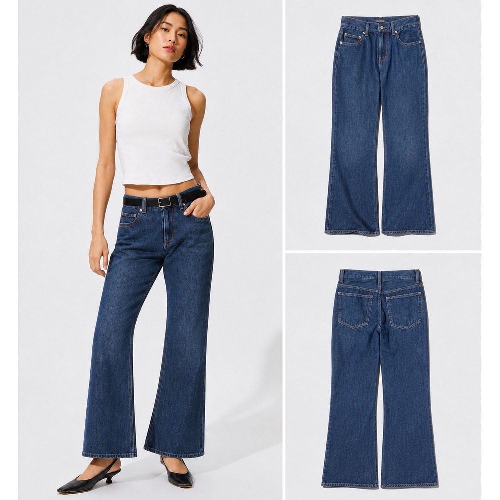 UNIQLO Womens Bootcut Jeans 24 Blue Flare Denim Pants NWT